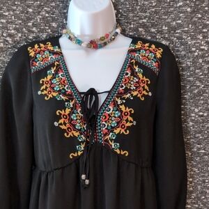 As U Wish Black Dress with Multicolor Embroidery